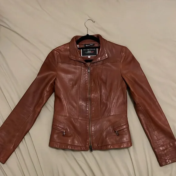 Vera Pelle Brown Italian Leather Jacket - Picture 4 of 13